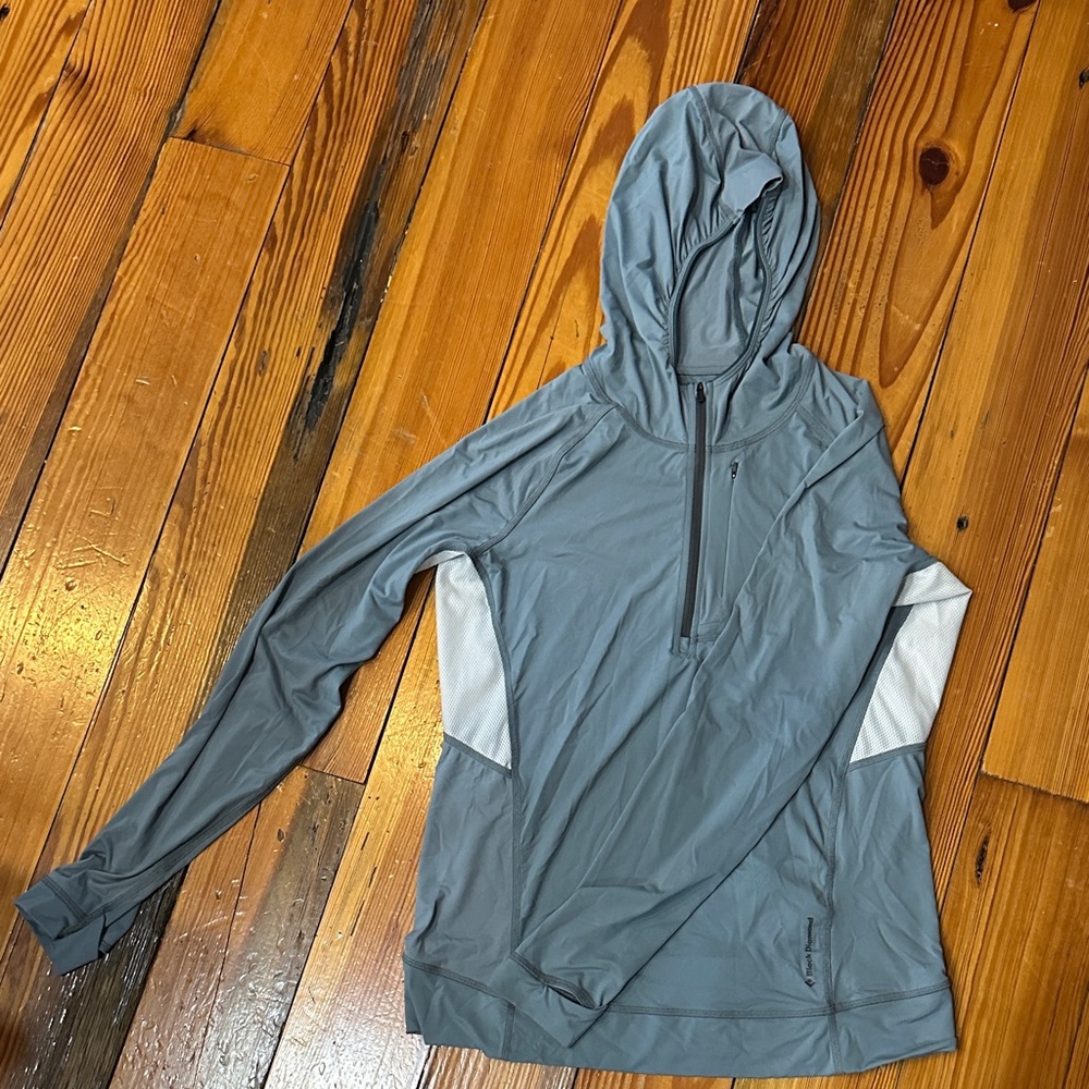 Black Diamond GrayBlue Hooded Pullover with Gray Accents - Running/Hiking